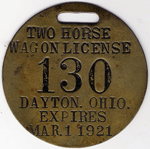 Dayton Ohio 1920/21 Two Horse Wagon License