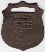 Shelby Ohio 1906 Vehicle License