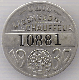 1930 Ohio Licensed Chauffeur badge