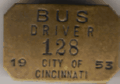 Cincinnati Ohio Bus Driver 1953