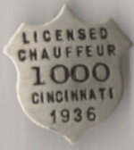 Cincinnati Ohio 1936 Licensed Chauffeur