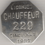 Cincinnati Ohio 1937 Licensed Chauffeur