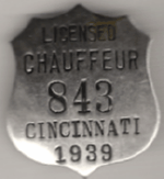 Cincinnati Ohio 1939 Licensed Chauffeur