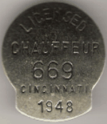 Cincinnati Ohio 1948 Licensed Chauffeur