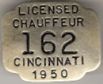 Cincinnati Ohio 1950 Licensed Chauffeur