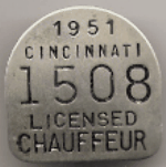 Cincinnati Ohio 1951 Licensed Chauffeur