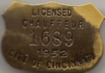 Cincinnati Ohio 1952 Licensed Chauffeur