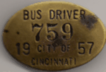 Cincinnati Ohio Bus Driver 1957