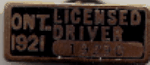 1921 Ontario Licensed Driver badge