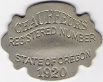 1920 Oregon Registered Chauffeur's Unfinished