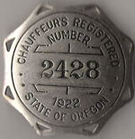 1922 Oregon Registered Chauffeur's