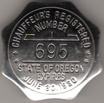 1929/30 Oregon Registered Chauffeur's