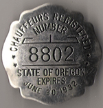 1931/32 Oregon Registered Chauffeur's