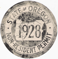 1928 Oregon Non Resident Permit