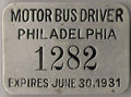 1930/31 Philadelphia Pennsylvania Motor Bus Driver