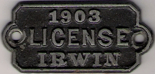 1903 Irwin Pennsylvania License