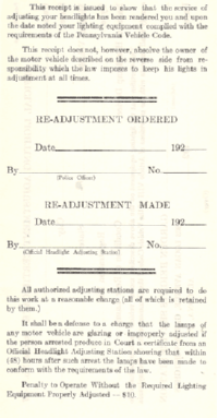 1920s Pennsylvania windshield sticker