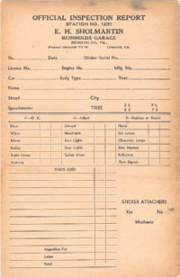 1920s Official Inspection Report