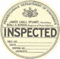 1928/29 Pennsylvania windshield sticker