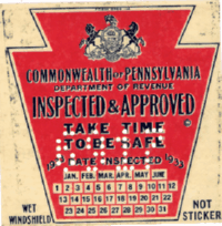 1933 Spring Pennsylvania windshield sticker