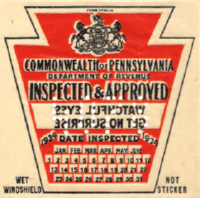 1934 Spring Pennsylvania windshield sticker