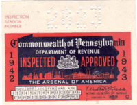 1942 Fall Pennsylvania windshield sticker