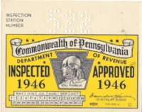 1946 Spring Pennsylvania windshield sticker