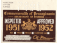 1951 Fall Pennsylvania windshield sticker