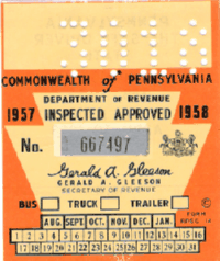 1957 Bus/Truck/Trailer Pennsylvania windshield sticker