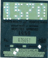 1959 Bus/Truck/Trailer Pennsylvania windshield sticker