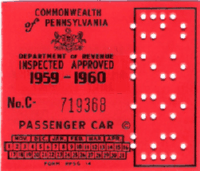 1959/60 Passenger Pennsylvania windshield sticker