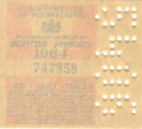 1964 Bus/Truck/Trailer Pennsylvania windshield sticker