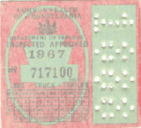 1967 Bus/Truck/Trailer Pennsylvania windshield sticker