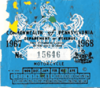 1967 Motorcycle Pennsylvania windshield sticker