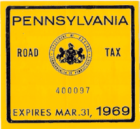 1969 Road Tax Pennsylvania windshield sticker