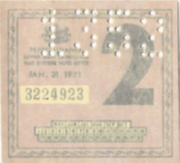 2/71 Pennsylvania windshield sticker