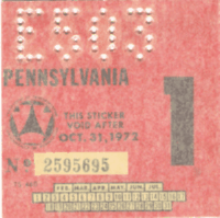 1972 Pennsylvania windshield sticker