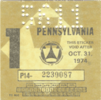 1/74 Pennsylvania windshield sticker
