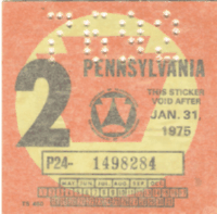 2/75 Pennsylvania windshield sticker