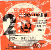 2/76 Pennsylvania windshield sticker