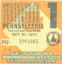 1977 Pennsylvania windshield sticker