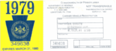 1979 Truck Pennsylvania windshield sticker