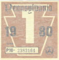 1/1980 Pennsylvania windshield sticker