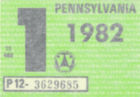 1/1982 Pennsylvania windshield sticker