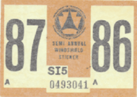 1986/87 Pennsylvania windshield sticker
