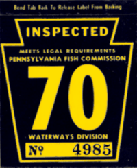 1970 Fish Commission Pennsylvania windshield sticker