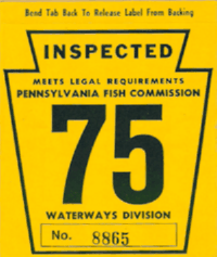1975 Fish Commission Pennsylvania windshield sticker