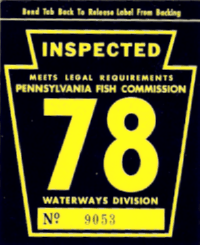 1978 Fish Commission Pennsylvania windshield sticker