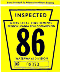 1986 Fish Commission Pennsylvania windshield sticker