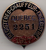 1917 Quebec Registered Chauffeur